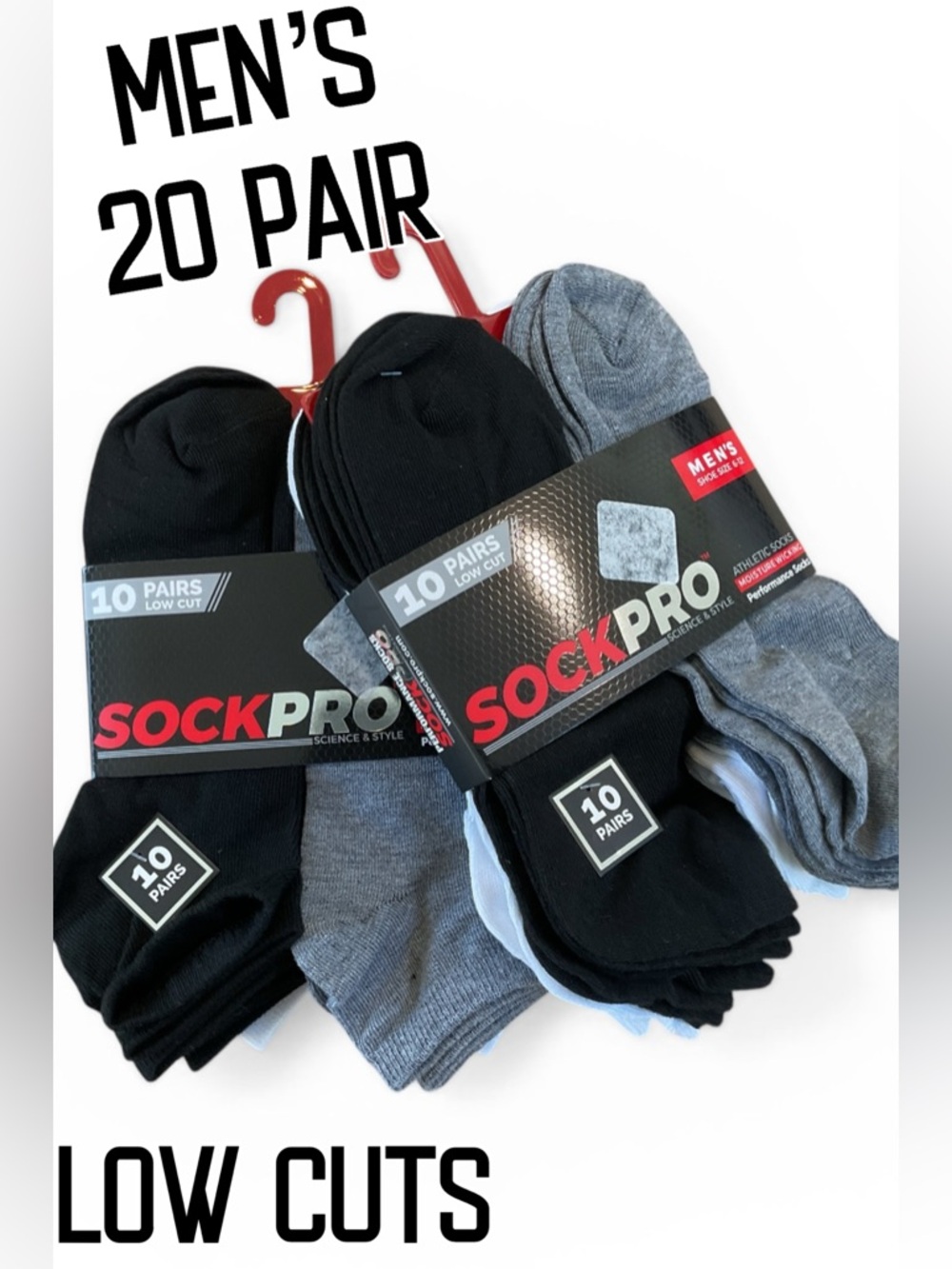 Men’s 20 Pair Low Cut Socks